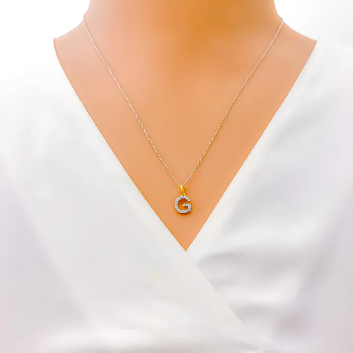 Andaaz Jewelers PreStyled Sets G Diamond Letter 18k Gold Pendant