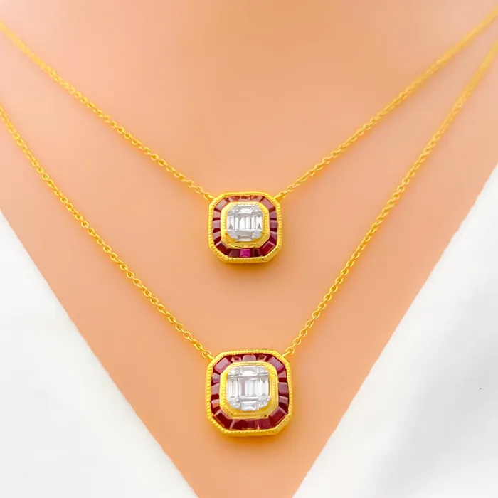 Andaaz Jewelers PreStyled Sets Geometric Dual Layered Diamond 18k Gold Set Andaaz Jewelers PreStyled Sets Geometric Dual Layered Diamond 18k Gold Set