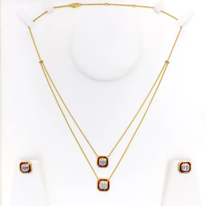 Andaaz Jewelers PreStyled Sets Geometric Dual Layered Diamond 18k Gold Set