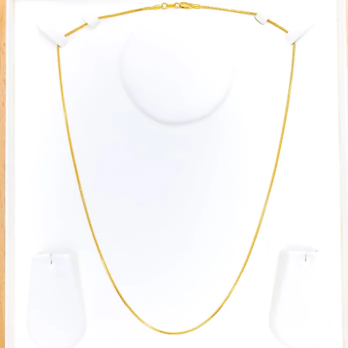 Andaaz Jewelers PreStyled Sets Thin Wheat 22K Gold Chain 20