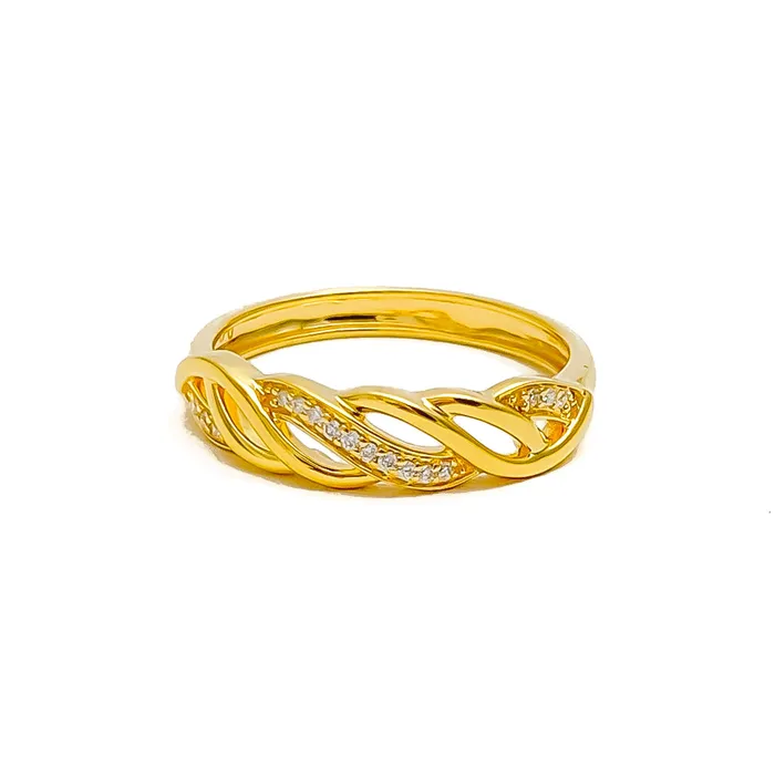 Andaaz Jewelers Rings Attractive Wavy 18K Gold Diamond Ring