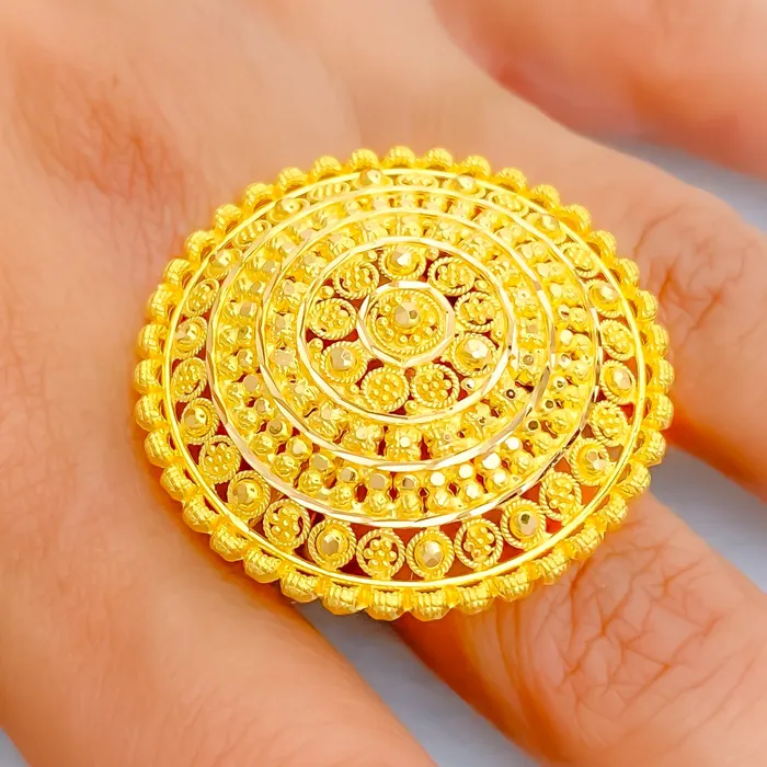Andaaz Jewelers Rings Graceful Contemporary Domed 22k Gold Statement Ring