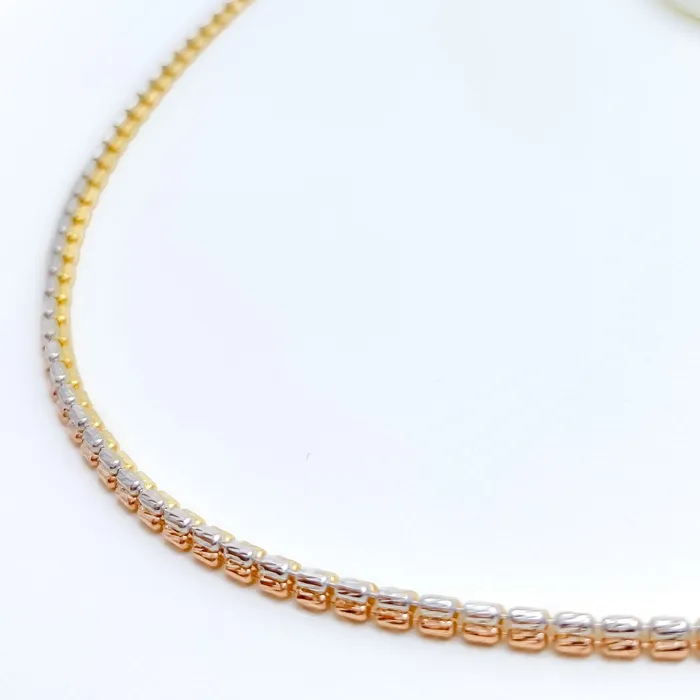 Andaaz Jewelers Rings Three Tone Triangle Bead 22K Gold Chain 22
