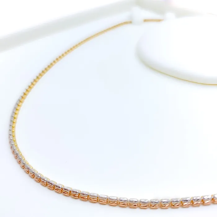 Andaaz Jewelers Rings Three Tone Triangle Bead 22K Gold Chain 22