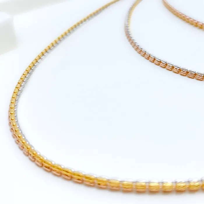 Andaaz Jewelers Rings Three Tone Triangle Bead 22K Gold Chain 22
