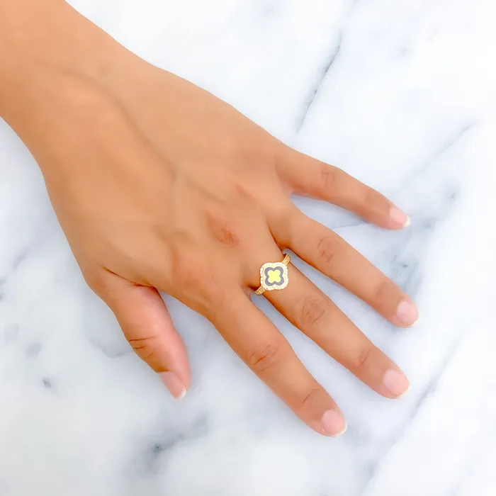 Andaaz Jewelers Rings Trendy Floral 21k Gold Dazzling CZ Ring Size 7
