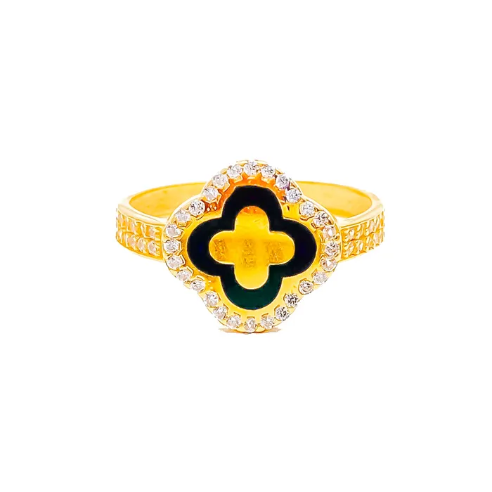 Andaaz Jewelers Rings Trendy Floral 21k Gold Dazzling CZ Ring Size 7
