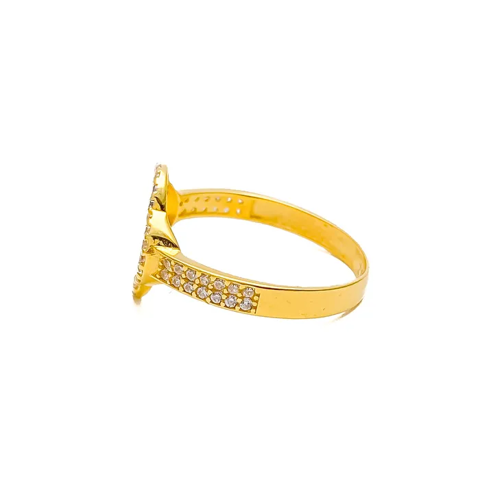 Andaaz Jewelers Rings Trendy Floral 21k Gold Dazzling CZ Ring Size 7