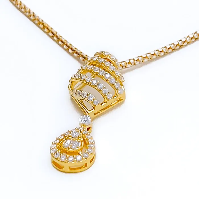Andaaz Jewelers Shimmering Striped Diamond 18k Gold Pendant PreStyled Sets