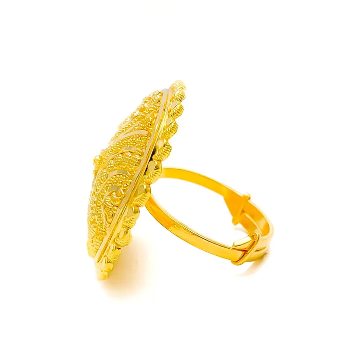 Andaaz Jewelers Stylish Palatial Curved 22k Gold Statement Ring Rings