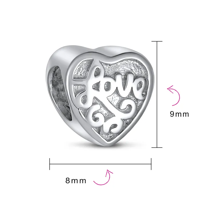 Antique Style Love Heart Charm Bead for Wife Daughter Sterling Silver Bracelet BlingJewelry Wholesale Bracelets Antique Style Love Heart Charm Bead for Wife Daughter Sterling Silver Bracelet BlingJewelry Wholesale Bracelets