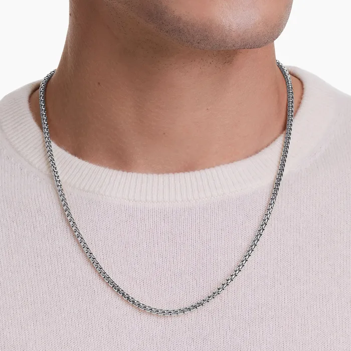 aporro Necklaces 35mm Box Chain White Gold