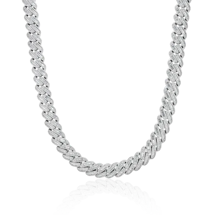 aporro Necklaces Moissanite Halo Baguette Cut Cuban Link Chain