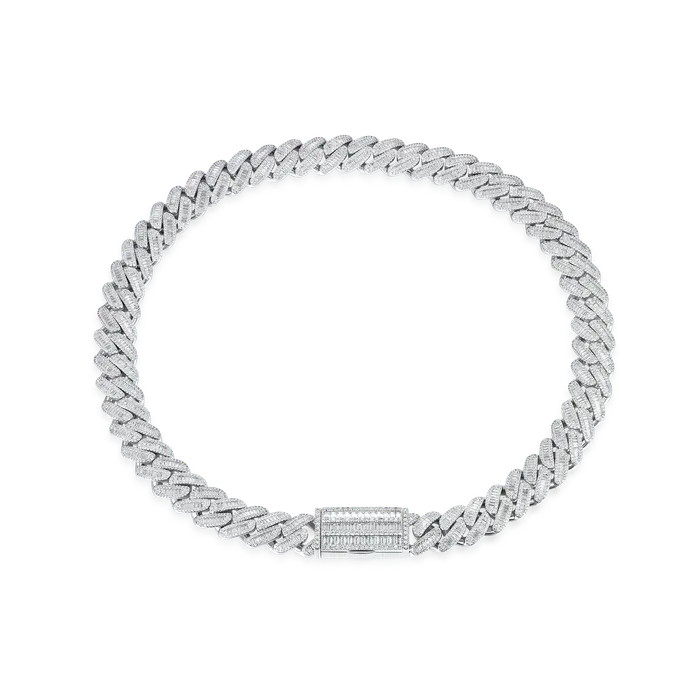 aporro Necklaces Moissanite Halo Baguette Cut Cuban Link Chain