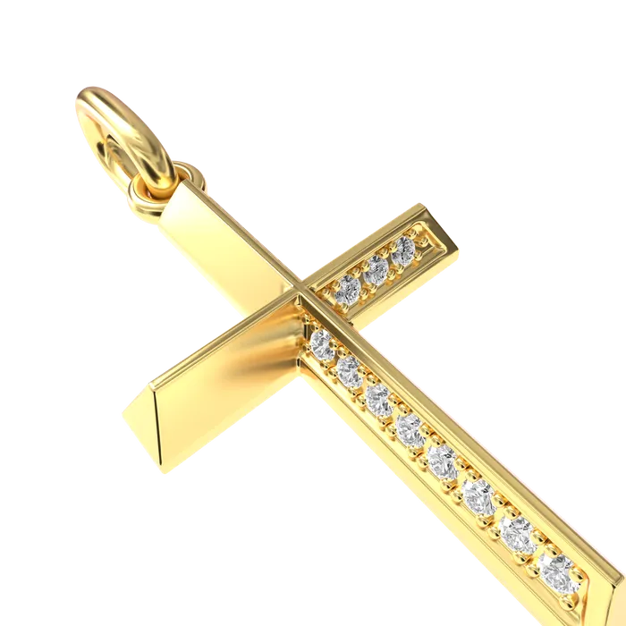 aporro Necklaces Womens Micro Solid 18K Threedimensional Cross Pendant