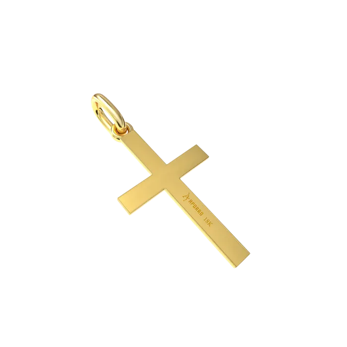 aporro Necklaces Womens Micro Solid 18K Threedimensional Cross Pendant