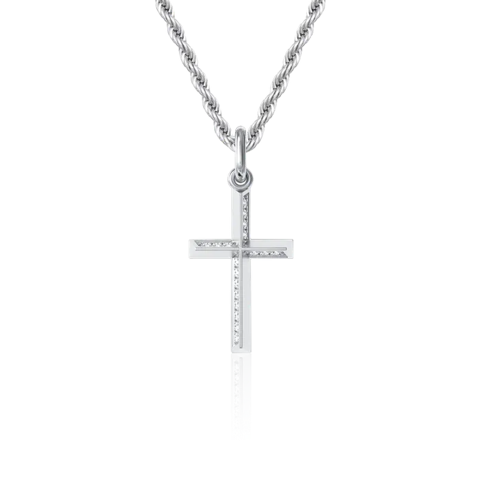 aporro Necklaces Womens Micro Solid 18K Threedimensional Cross Pendant