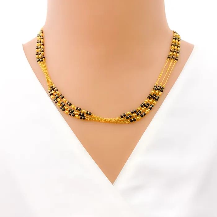 Attractive Triple Chain 22k Gold Mangal Sutra Andaaz Jewelers PreStyled Sets