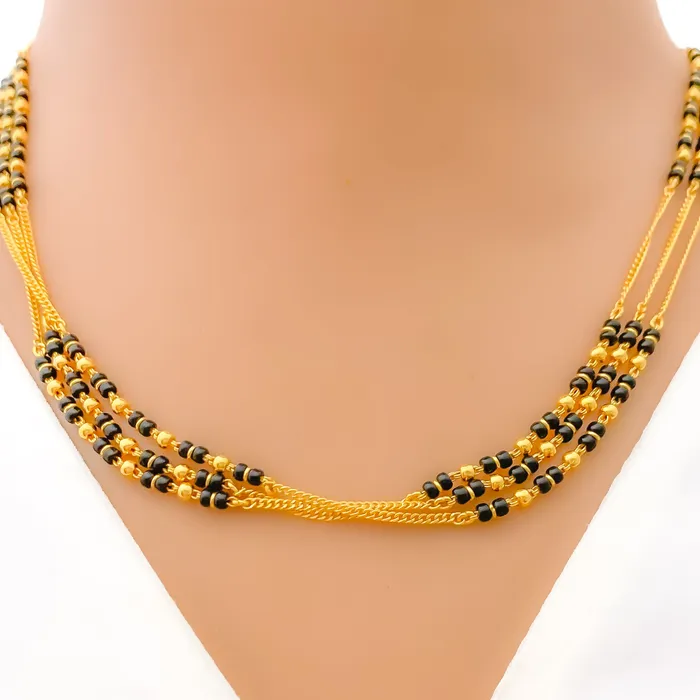 Attractive Triple Chain 22k Gold Mangal Sutra Andaaz Jewelers PreStyled Sets