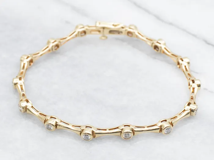Bezel Set Diamond and Gold Bar Link Bracelet Market Square Jewelers Bracelets Bezel Set Diamond and Gold Bar Link Bracelet Market Square Jewelers Bracelets