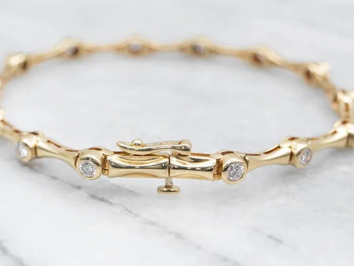 Bezel Set Diamond and Gold Bar Link Bracelet Market Square Jewelers Bracelets Bezel Set Diamond and Gold Bar Link Bracelet Market Square Jewelers Bracelets