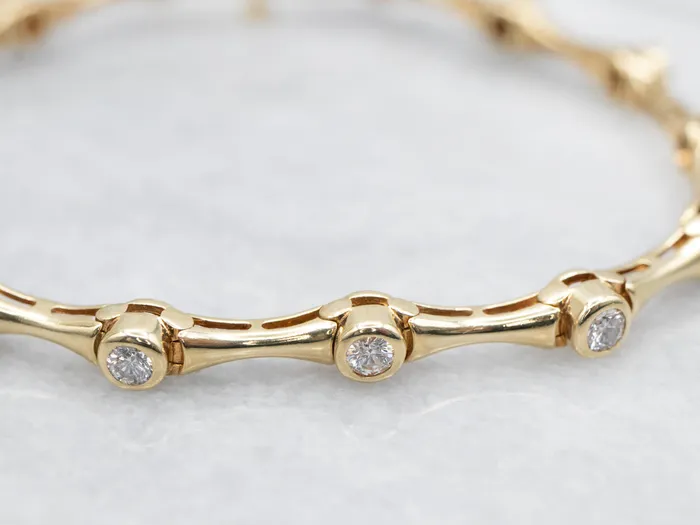 Bezel Set Diamond and Gold Bar Link Bracelet Market Square Jewelers Bracelets Bezel Set Diamond and Gold Bar Link Bracelet Market Square Jewelers Bracelets
