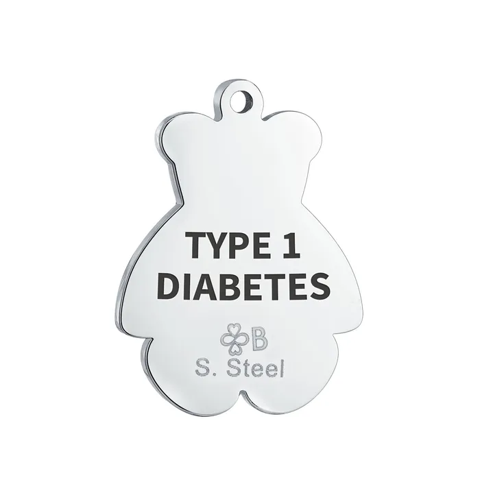BlingJewelry Wholesale Bracelets Medical ID Bracelet with Teddy Bear Charm and Silver Tone Beads