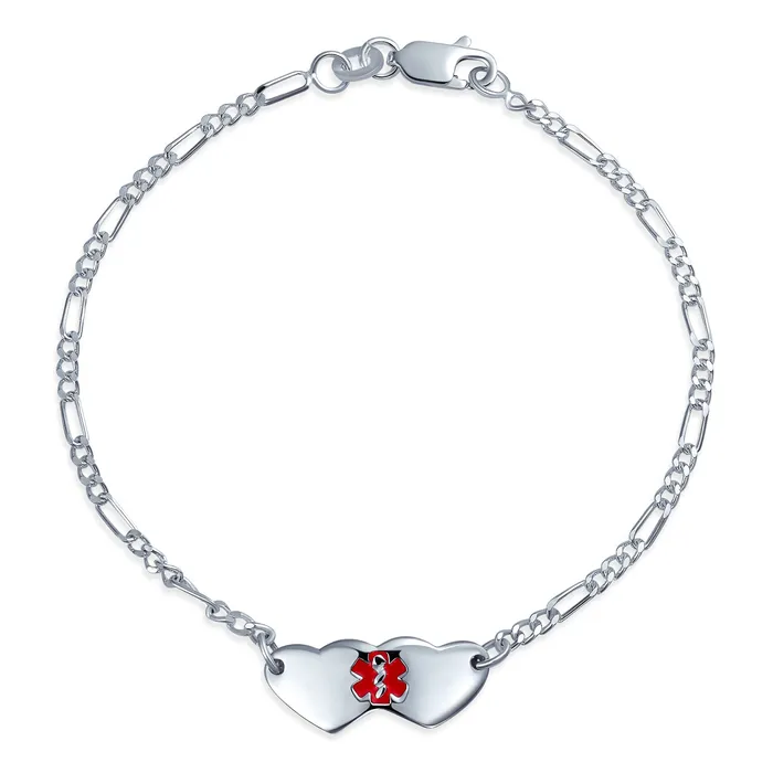BlingJewelry Wholesale Bracelets Personalize Medical Alert ID Thin Box Link Bracelet Oval Shape Tag