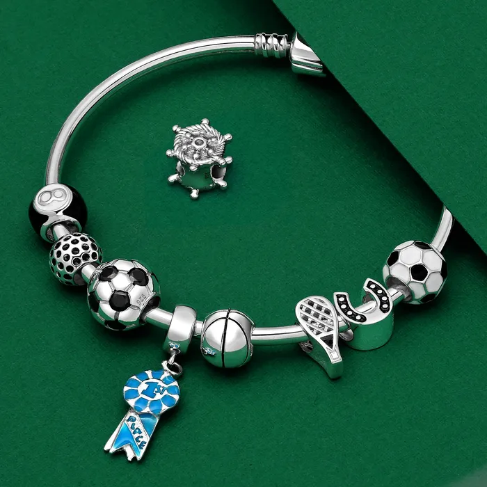 BlingJewelry Wholesale Bracelets Player Sports Soccer Mom Charm Bead Sterling Silver for European Bracelet