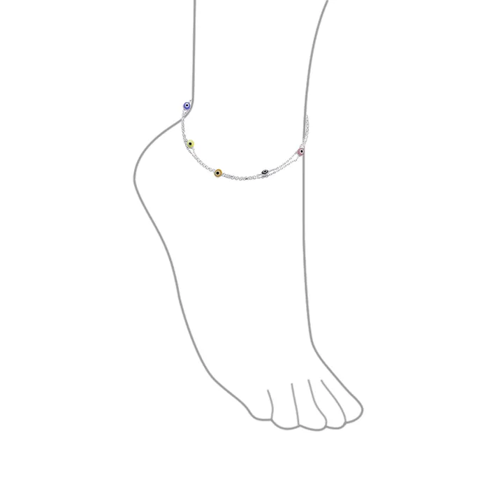 BlingJewelry Wholesale Bracelets Protection Amulet Evil Eye Anklet Ankle Bracelet Aqua Blue Sterling Silver