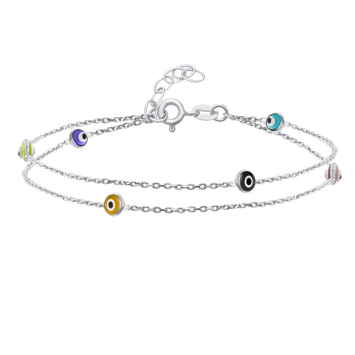 BlingJewelry Wholesale Bracelets Protection Amulet Evil Eye Anklet Ankle Bracelet Aqua Blue Sterling Silver
