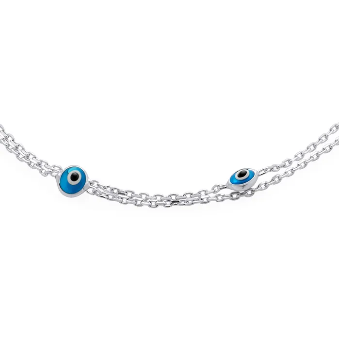 BlingJewelry Wholesale Bracelets Protection Amulet Evil Eye Anklet Ankle Bracelet Aqua Blue Sterling Silver