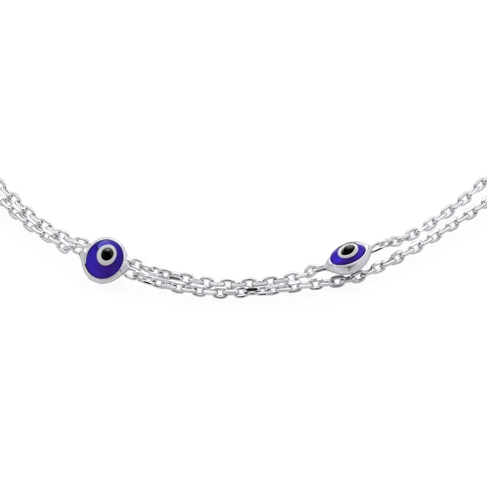 BlingJewelry Wholesale Bracelets Protection Amulet Evil Eye Anklet Ankle Bracelet Aqua Blue Sterling Silver