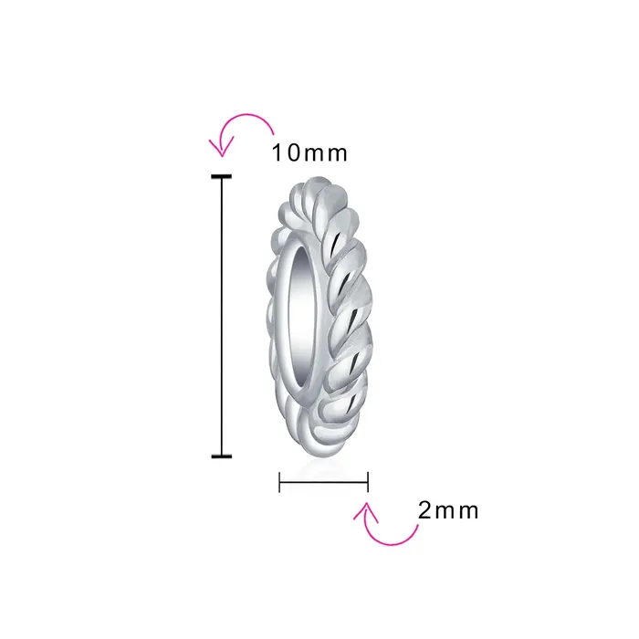 BlingJewelry Wholesale Bracelets Sterling Silver Charm Bead Simple Twist Rope Cable Spacer for European Bracelet BlingJewelry Wholesale Bracelets Sterling Silver Charm Bead Simple Twist Rope Cable Spacer for European Bracelet