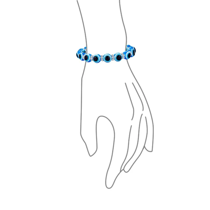 BlingJewelry Wholesale Bracelets Translucent Turkish Glass Bead Evil Eye Stretch Bracelet with Crystal Spacers BlingJewelry Wholesale Bracelets Translucent Turkish Glass Bead Evil Eye Stretch Bracelet with Crystal Spacers