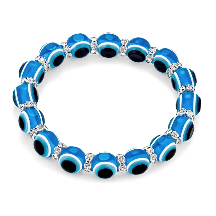 BlingJewelry Wholesale Bracelets Translucent Turkish Glass Bead Evil Eye Stretch Bracelet with Crystal Spacers BlingJewelry Wholesale Bracelets Translucent Turkish Glass Bead Evil Eye Stretch Bracelet with Crystal Spacers