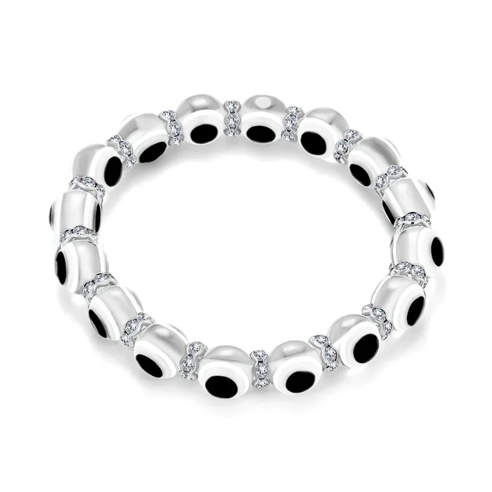 BlingJewelry Wholesale Bracelets Translucent Turkish Glass Bead Evil Eye Stretch Bracelet with Crystal Spacers BlingJewelry Wholesale Bracelets Translucent Turkish Glass Bead Evil Eye Stretch Bracelet with Crystal Spacers