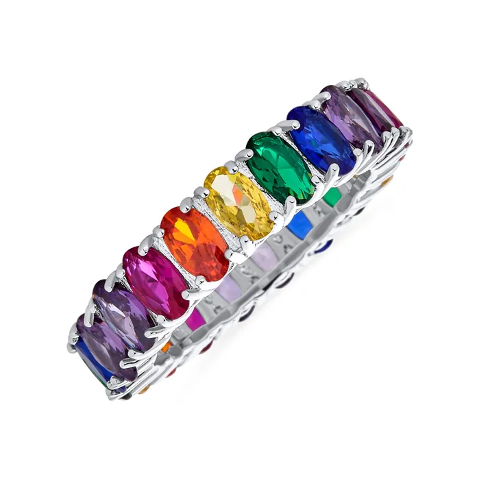 BlingJewelry Wholesale Cubic Zirconia Rainbow Cocktail Statement Ring Sterling Silver Stackable Band Rings BlingJewelry Wholesale Cubic Zirconia Rainbow Cocktail Statement Ring Sterling Silver Stackable Band Rings