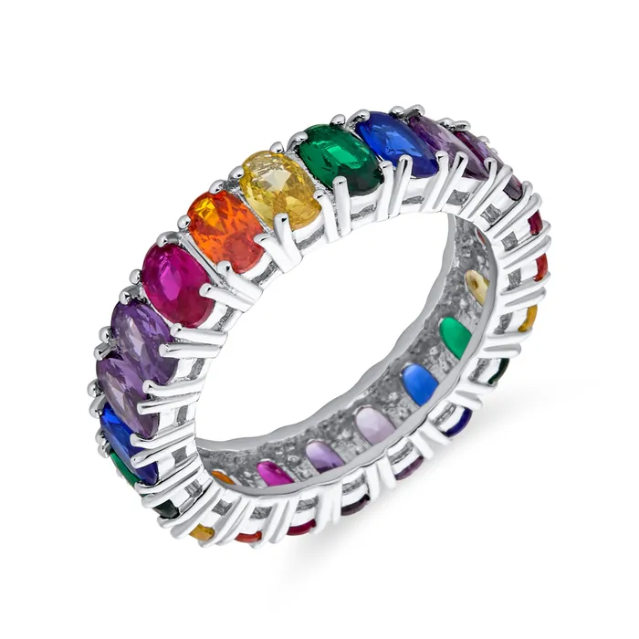 BlingJewelry Wholesale Cubic Zirconia Rainbow Cocktail Statement Ring Sterling Silver Stackable Band Rings BlingJewelry Wholesale Cubic Zirconia Rainbow Cocktail Statement Ring Sterling Silver Stackable Band Rings