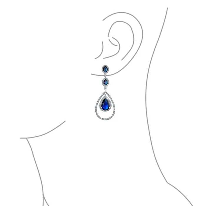 BlingJewelry Wholesale Earrings Art Deco Wedding Gemstone CZ Dangle Chandelier Earrings Silver Plated Bridal