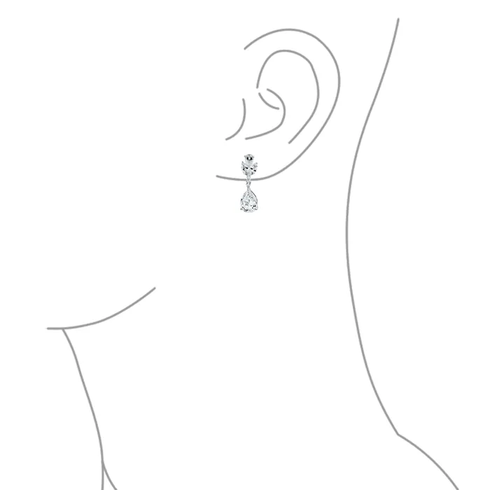 BlingJewelry Wholesale Earrings Bridal CZ Teardrop Dangle ClipOn Earrings for Prom Silver Plated Brass BlingJewelry Wholesale Earrings Bridal CZ Teardrop Dangle ClipOn Earrings for Prom Silver Plated Brass