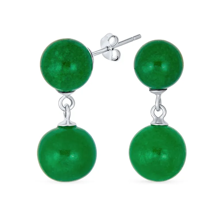 BlingJewelry Wholesale Earrings Classic Dangle Gemstone Earrings Aegean Teal Jade Double Round Sterling Silver BlingJewelry Wholesale Earrings Classic Dangle Gemstone Earrings Aegean Teal Jade Double Round Sterling Silver