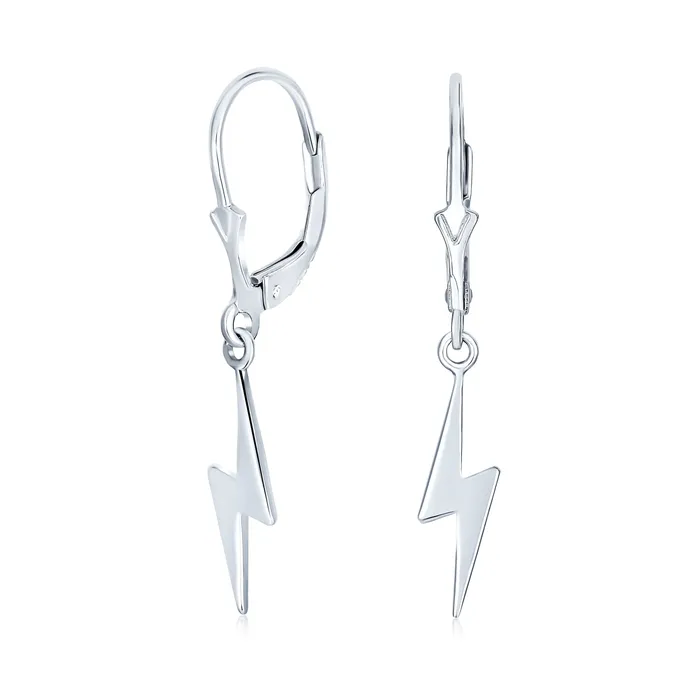 BlingJewelry Wholesale Earrings Delicate Minimalist Geometric Lightning Bolt Dangle Earrings in Sterling Silver BlingJewelry Wholesale Earrings Delicate Minimalist Geometric Lightning Bolt Dangle Earrings in Sterling Silver