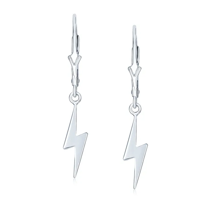BlingJewelry Wholesale Earrings Delicate Minimalist Geometric Lightning Bolt Dangle Earrings in Sterling Silver BlingJewelry Wholesale Earrings Delicate Minimalist Geometric Lightning Bolt Dangle Earrings in Sterling Silver