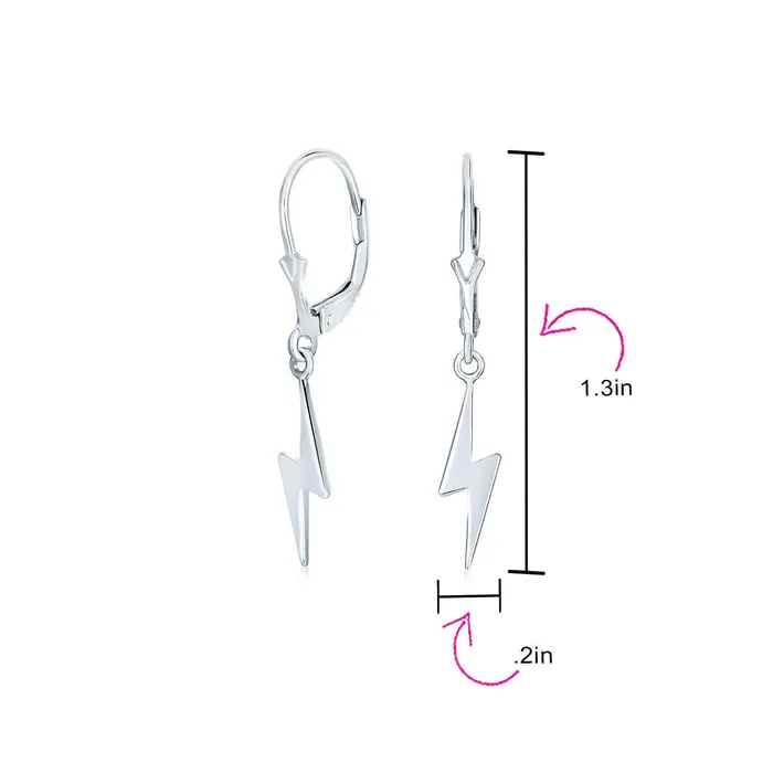 BlingJewelry Wholesale Earrings Delicate Minimalist Geometric Lightning Bolt Dangle Earrings in Sterling Silver BlingJewelry Wholesale Earrings Delicate Minimalist Geometric Lightning Bolt Dangle Earrings in Sterling Silver