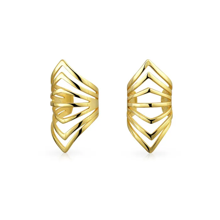 BlingJewelry Wholesale Earrings Minimalist Chevron Ear Cuff Cartilage Clip Wrap Helix NonPierced 14K Gold Plated BlingJewelry Wholesale Earrings Minimalist Chevron Ear Cuff Cartilage Clip Wrap Helix NonPierced 14K Gold Plated