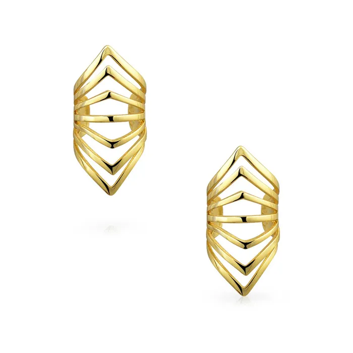BlingJewelry Wholesale Earrings Minimalist Chevron Ear Cuff Cartilage Clip Wrap Helix NonPierced 14K Gold Plated BlingJewelry Wholesale Earrings Minimalist Chevron Ear Cuff Cartilage Clip Wrap Helix NonPierced 14K Gold Plated
