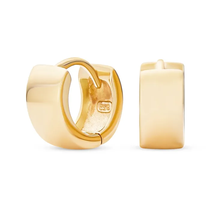 BlingJewelry Wholesale Earrings Simple Wide Hoop Huggie Earrings for Men 14K Gold Plated Sterling Silver BlingJewelry Wholesale Earrings Simple Wide Hoop Huggie Earrings for Men 14K Gold Plated Sterling Silver