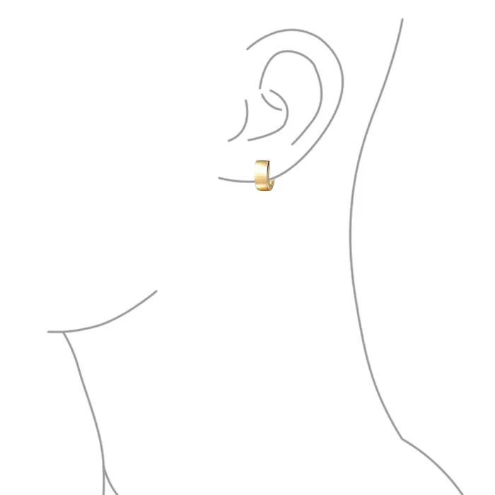 BlingJewelry Wholesale Earrings Simple Wide Hoop Huggie Earrings for Men 14K Gold Plated Sterling Silver BlingJewelry Wholesale Earrings Simple Wide Hoop Huggie Earrings for Men 14K Gold Plated Sterling Silver