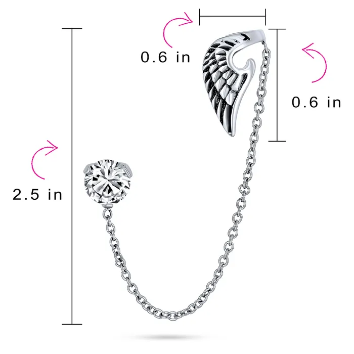 BlingJewelry Wholesale Earrings Spiritual Angel Wing Feather Ear Cuff Cartilage Helix Earring CZ Stud Unisex Steel BlingJewelry Wholesale Earrings Spiritual Angel Wing Feather Ear Cuff Cartilage Helix Earring CZ Stud Unisex Steel